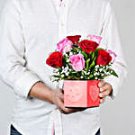 Love U Forever Pink & Red Roses Vase