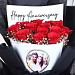 Personalised Anniversary Photo Flower Bouquet & Cake