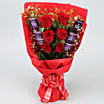 Passionate Red Roses Bouquet with Dairy Milk Chocolates