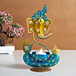 Handcrafted Ganesha Idol- Blue & Gold