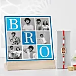 Pearly Style Rakhi & Personalised Frame For Brother