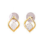 Estele CZ Leaf Designer Stud Earrings