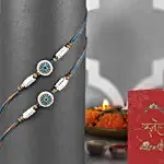 Meenakari Artwork Rakhi Set of 2 & Soan Papdi Combo