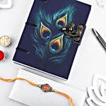 Krishna Delight Rakhi & Peacock Feather Notebook