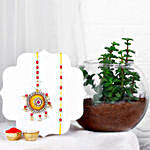 Beaded Love Bhaiya Bhabhi Rakhi & Jade Plant Pot