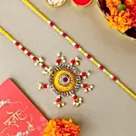 Beaded Love Bhaiya Bhabhi Rakhi & Jade Plant Pot