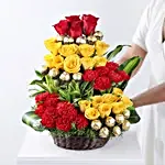 Mixed Flowers & Ferrero Rocher Arrangement