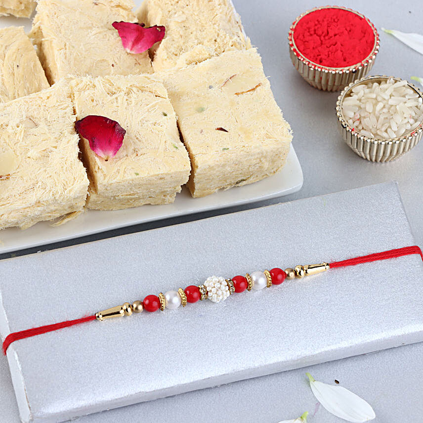 Sneh Nityam Creation Regular Ethnic Pearl Rakhi with Saon Papdi