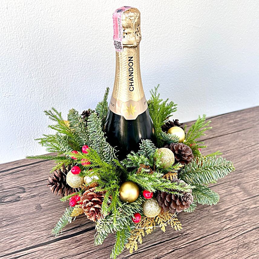 Champagne Floral Arrangement for New Years Eve