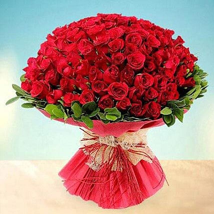 100 Red Roses Bouquet Uae 