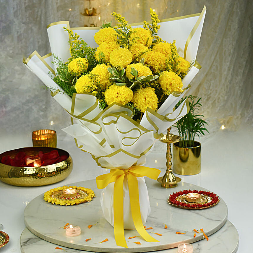 Marigold Flowers Bouquet uae | Gift Marigold Flowers Bouquet- FNP