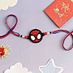 Spiderman Mask & Mauli Dhaga Rakhi Set With Lindt Pack