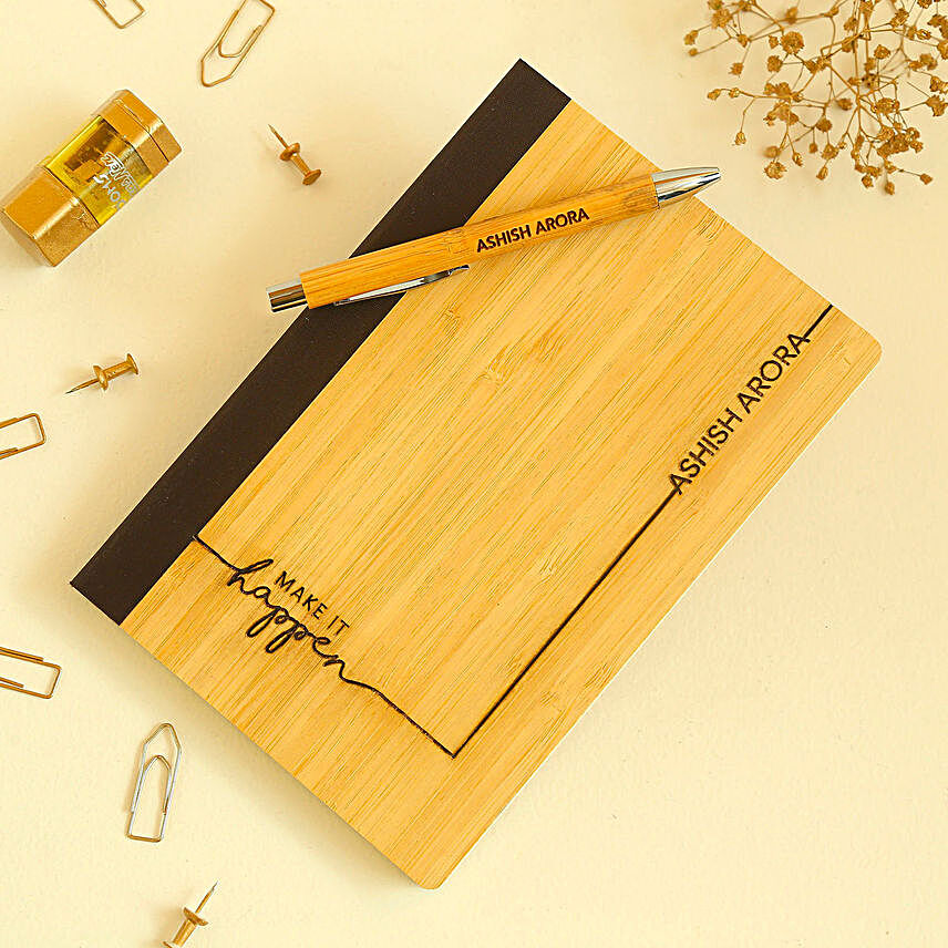 Personalised Bamboo Notebook N Pen Set