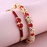 Sneh Red Rakhi Set With Lindt Chocolates & Almonds