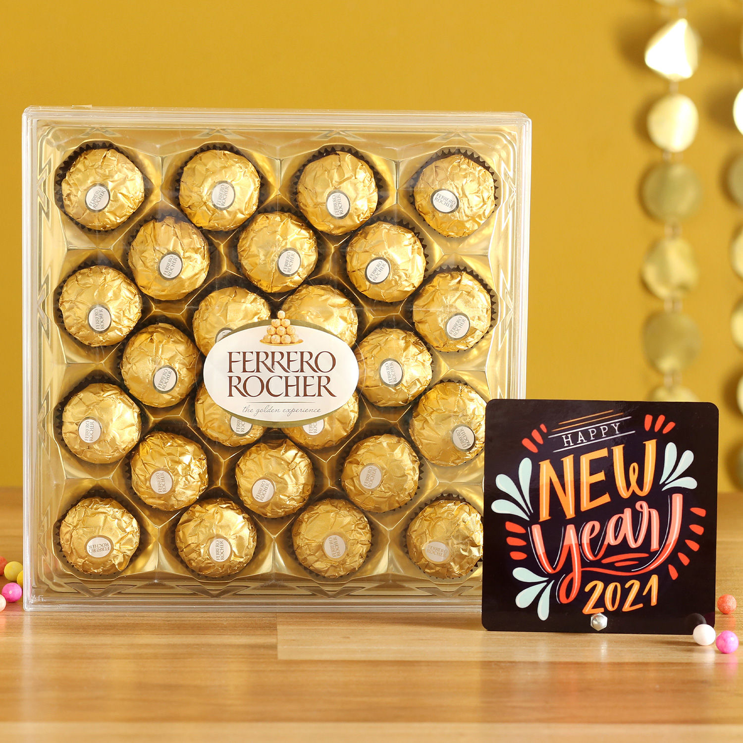 Buy/Send Happy New Year Printed Table Top Ferrero Rocher Chocolate Box  Online- FNP