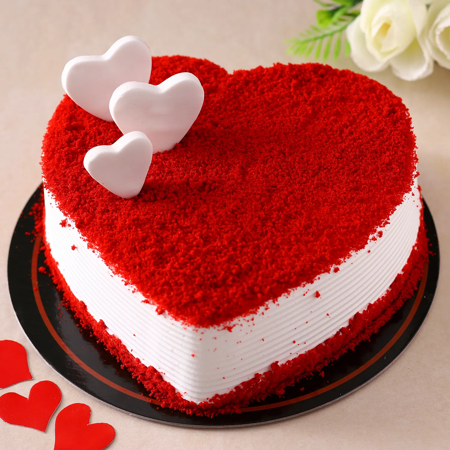 Buy/Send Valentine's Heart Red Velvet Cake- Half Kg Online- Ferns N Petals